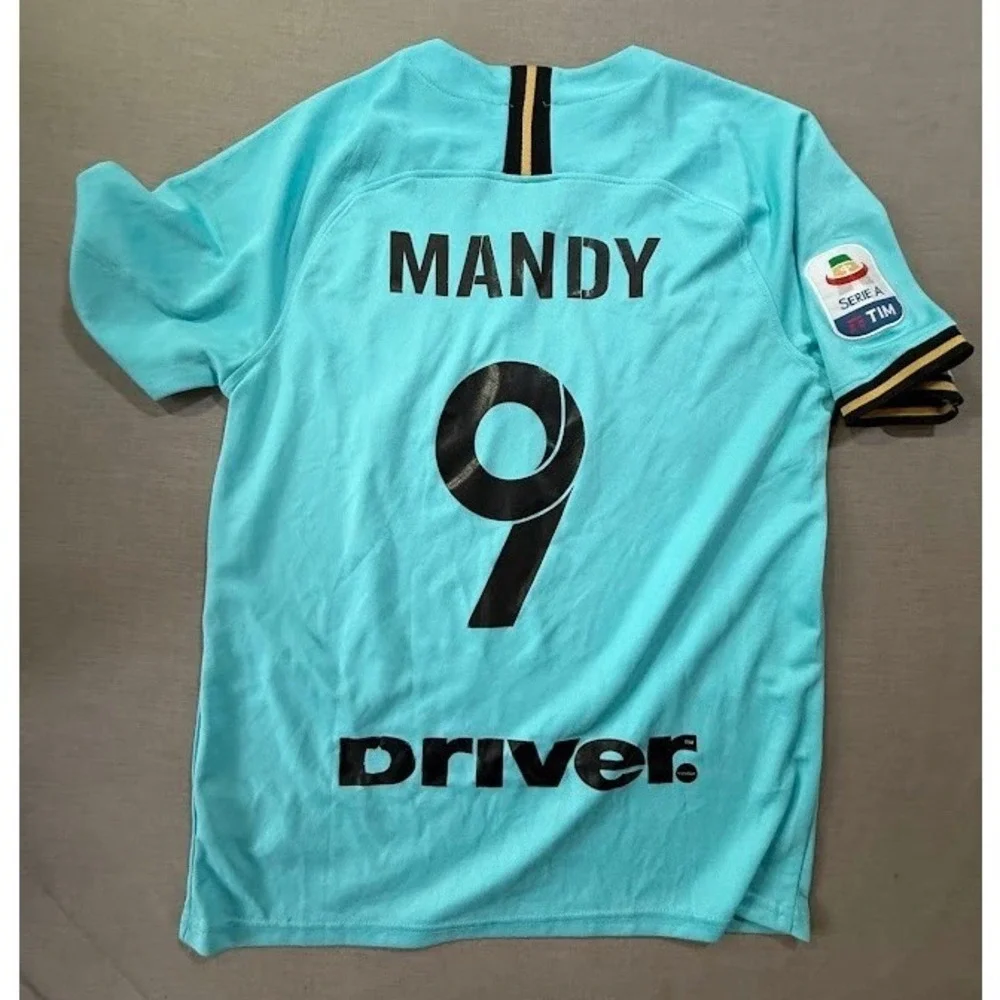 Inter Milan Football‎ #9 Mandy Jersey Nike Sky Blue Pirelli Short Sleeve Men M